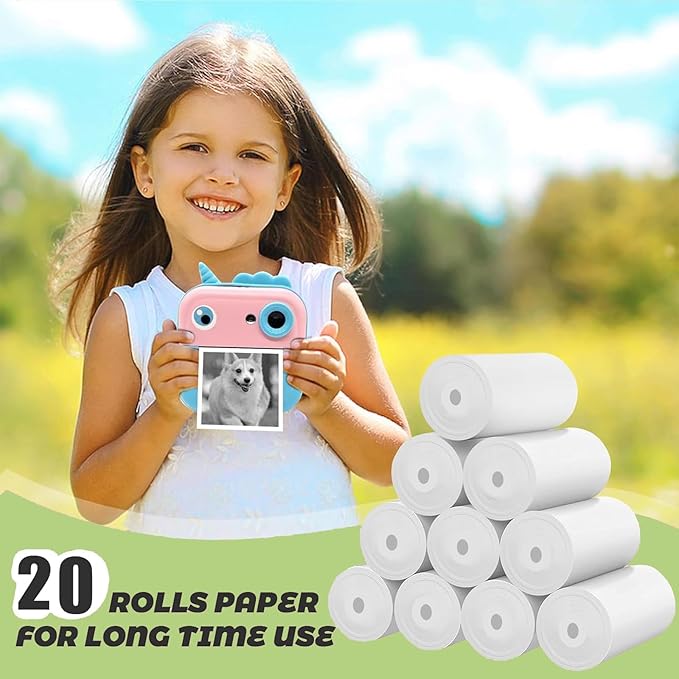 20 Rolls Self-Adhesive Thermal Paper, Glossy Thermal Printer Paper for Mini Portable Printer, 57 x 25mm, Thermal Labels for Most Pocket Printer