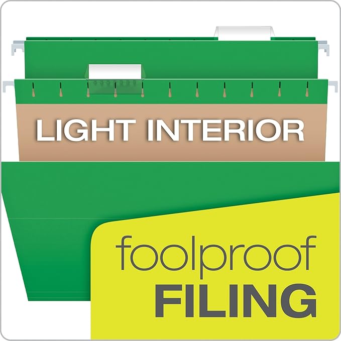 Pendaflex Recycled Hanging Folders, Legal Size, Bright Green, 1/5 Cut, 25/BX (81630)