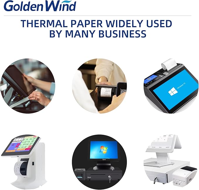 50 Rolls, GOLDEN WIND Thermal Paper Receipt Roll, 3 1/8" x 119', Premium Quality 55GSM for Cash Register/POS Thermal Printer Receipt, BPA Free White.