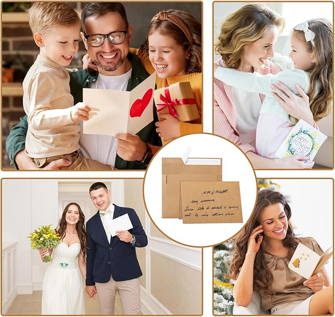 Brown Blank Note Cards and Envelopes 4 x 6 Heavyweight Folded Cardstock and A4 Envelopes Printable Self Seal 20 Packs for DIY Wedding Invitations, Party, Thank You Cards, Greeting Cards