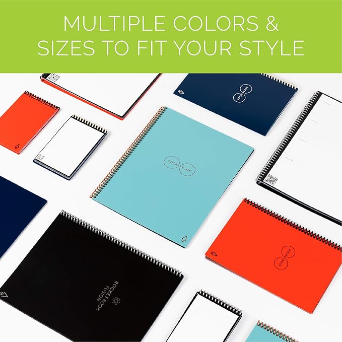 Rocketbook Smart Reusable Notebook, Mini Spiral Notebook, Midnight Blue, (3.5" x 5.5")