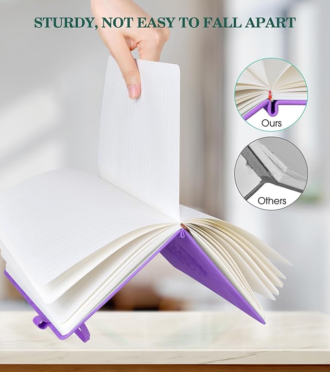Lined Journal Notebook for Women, A5 200 Pages Hardcover Leather Journals for Writing, Thick Daily Journaling, College Ruled Notebooks for Work School, Note Taking, Business 5.75'' X 8.38'' Purple