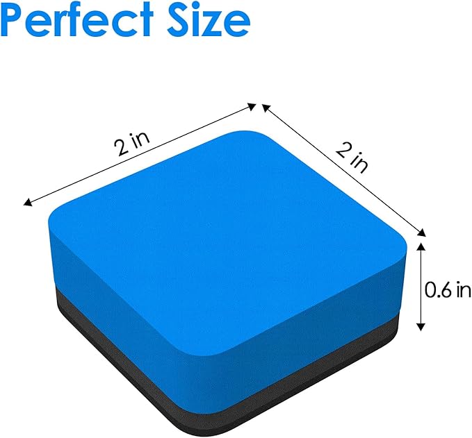 MaxGear Dry Erase Erasers, 48 Pack Magnetic Whiteboard Erasers for Classroom, Mini Whiteboard Cleaning Pads, Chalkboard Wiper Teacher Supplies for School, Office, Home (Blue, 2 x 2 Inch