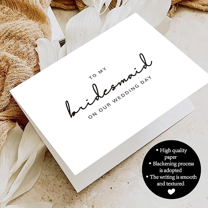 6 Pieces Bridesmaid Proposal Cards with Envelopes, 4 Pieces To My Bridesmaid On Our Wedding Day Cards and 2 Pieces To My Maid Of Honor On Our Wedding Day Cards.(Bridesmaid - 6cards B)