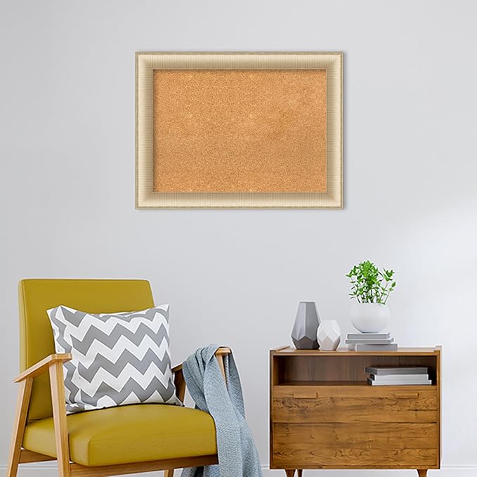 Amanti Art Natural Cork Board for Wall, 25x33 Vision Board with Gold Frame, Medium Corkboard Office Decor for Home Organization, Casual Corkboard Pinboard to display items for home organization