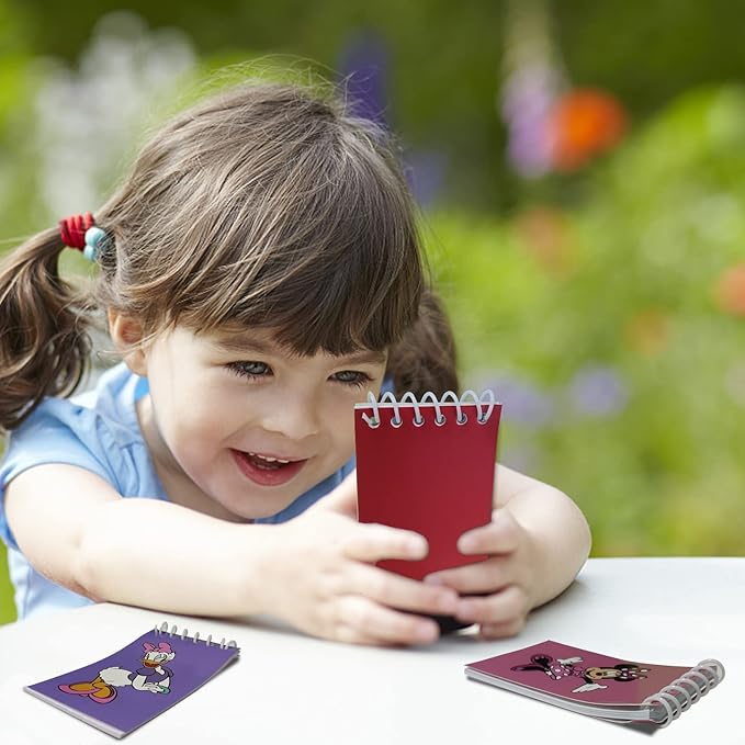 24 Pieces Mini NotePads Mouse Themed Party Favor as Mickey Minnie Theme Notepads Spiral Notepads Birthday Teacher Classroom Rewards Supplies for Kids Party Goody Bags Stuffers, 2.36 x 3.94 Inches