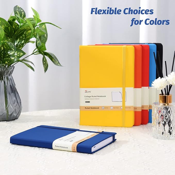 SUIN Hardcover-Journal-Notebooks, A5 Lined Journals Notebook for Writing 200 Pages, 8.2 x 5.5 inch, Classic Ruled Notebooks for Work/Travel/College (Navy Blue- 1 Pack)