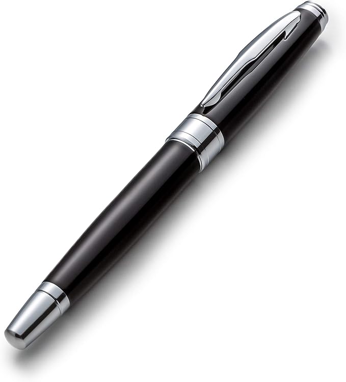 ZenZoi Executive Rollerball - Elegant Black Fine Point Smooth Writing Gel Ink. Luxury Pen for Men, Women. Refillable, Business, High-End Gift Set