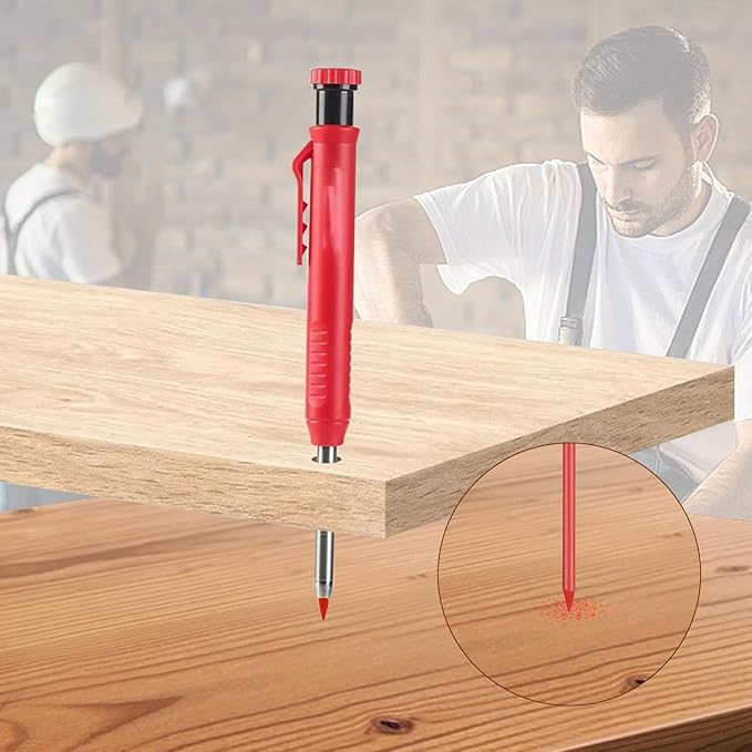 24Pcs 2.8mm Carpenter Pencil Refill Long Lasting HB Refill for Construction Pencils Replacements Carpenter Marker Graphite Woodworking Mechanical Pencil Leads(Red)