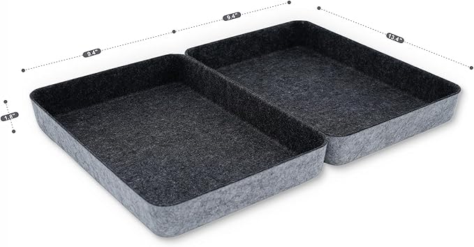 Welaxy 2-piece Office desk drawer organizer tray letter-size documents paper book file Folder Holder storage bins ( Charcoal )