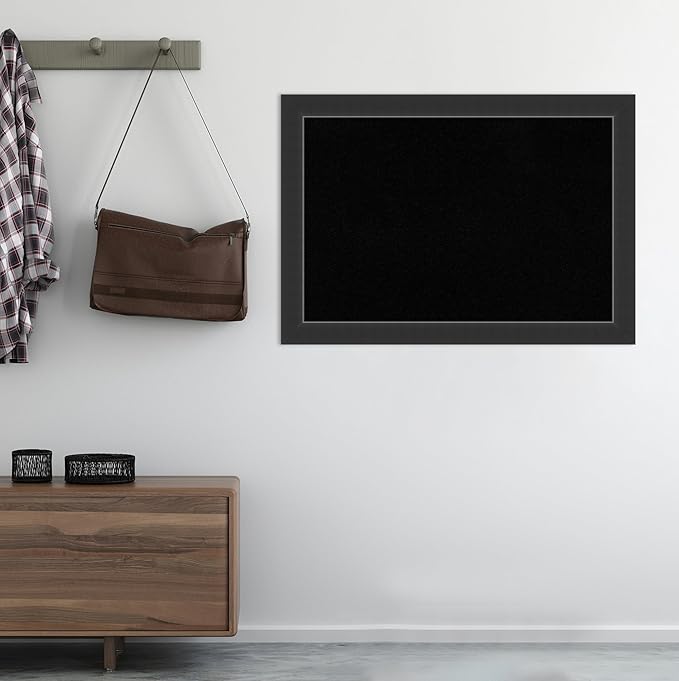 Amanti Art Black Cork Board for Wall, 29x41 Vision Board with Black Wood Frame, Large Corkboard Office Decor for Home Organization, Modern Corkboard Pinboard to Display Items for Home Organization in