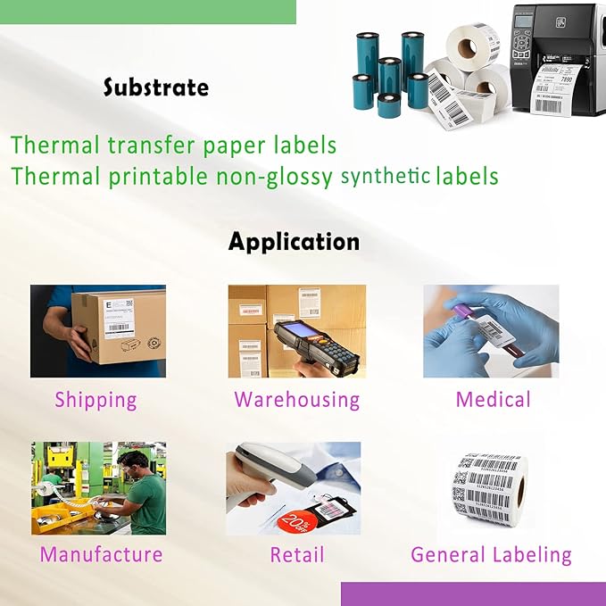 (10 Rolls) 4.33'' x 984' Premium Resin Enhanced Wax Ribbon, 110mm x 300m Black Thermal Transfer Ribbon, Barcode Thermal Label Printer Ribbon, CSO-Ink Outside, 1'' Core for Zebra, TSC, GoDex, Citizen