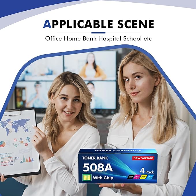 508A 508X M553 Toner Cartridge Set 4 Pack Replacement for HP 508A M553 508X CF360A CF361A CF362A CF363A for HP Enterprise M553dn M577 M553X M553N 553 Printer Ink New Version (BK/C/Y/M)