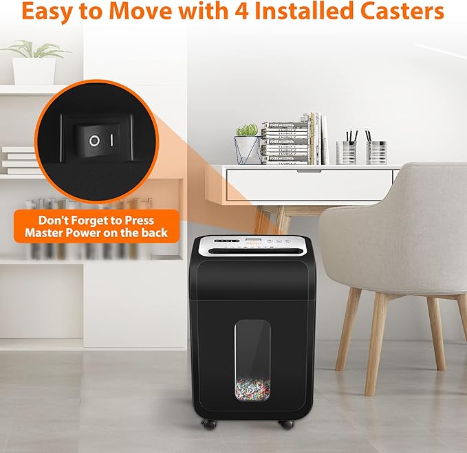 Paper Shredder for Home Office14-Sheet 60-Mins Micro Cut Shredder with US Patented Blade,Shred Card/CD/Clip/Staple,for Home Use Heavy Duty,AUTO Jam Proof,5.3-Gallon Pullout Bin(ETL)