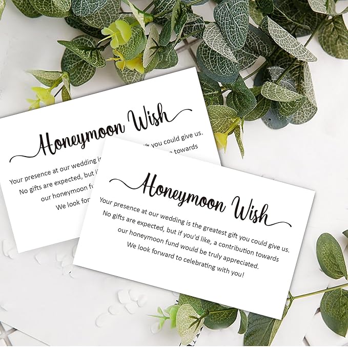 50 Honeymoon Wish Cards, No Gifts Request Wedding, Wedding Invitation Insert Cards, Honeymoon Fund Wish Cards (3.5" x 2")