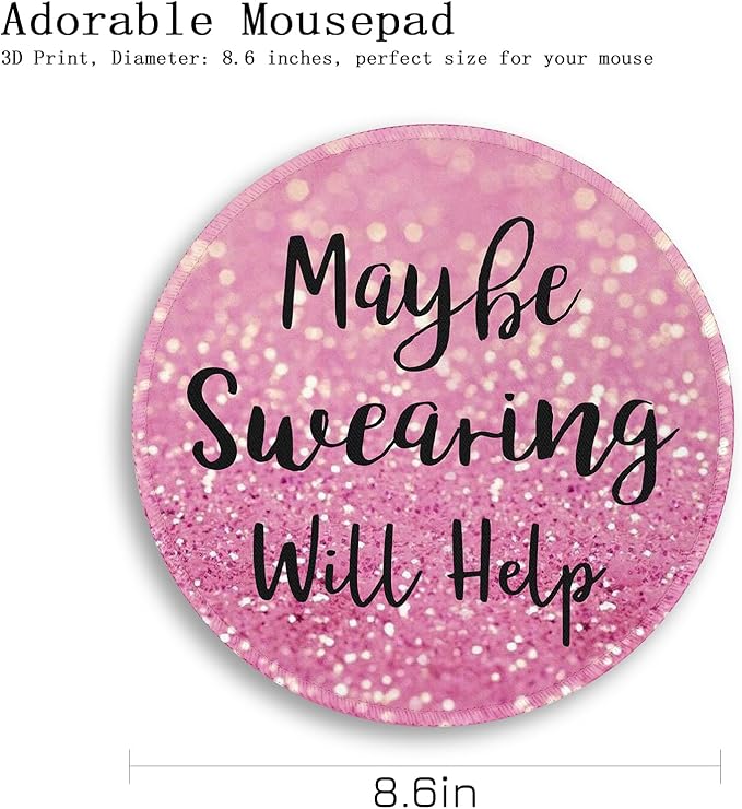 Gctriki Computer Mouse Pad, Funny Pink Round Mouse Pads for Desk Travel Work Laptop Gaming, Cute Pink Home Office Supplies Desk Accessories Decor Inspirational Gifts for Women