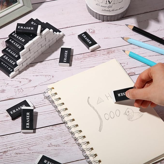 300 Pieces White Pencil Erasers Bulk Soft Art Erasers Pencil Erasers Large Rubber Erasers for Drawing Kids Student Artist Office Home Classroom Writing 1.8 x 0.8 x 0.3 Inch