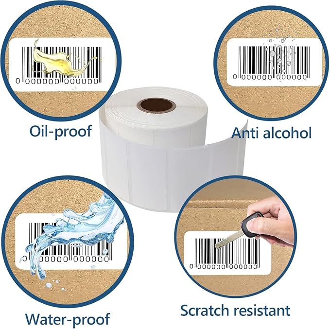2"x1" Direct Thermal Labels, Barcode Address Shipping Thermal Label Stickers, White Thermal Printer Labels for UPC (1000 Labels/ 1roll, 6 roll, 2"x1")