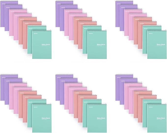 Mintra Office Steno Books (Pastel (Set 2) 8pk, 48pk Case (6-8pks))