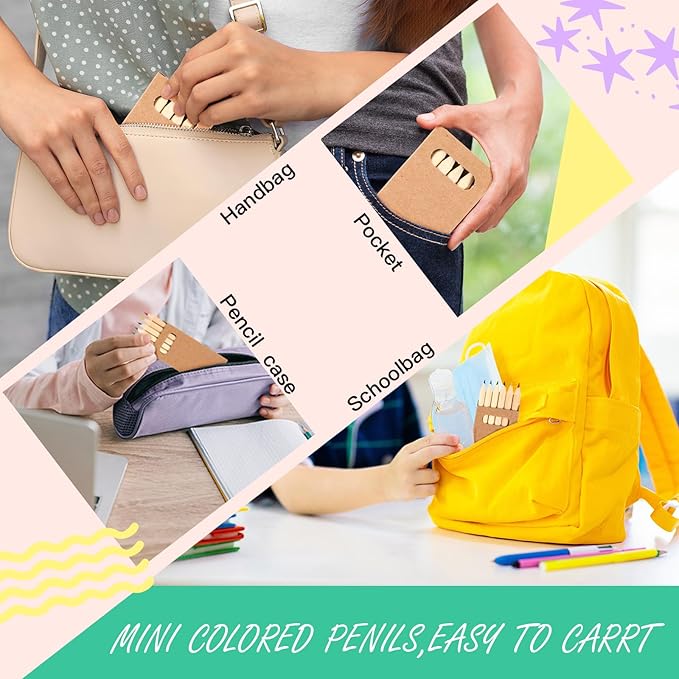 Faccito 300 Packs Mini Drawing Colored Pencils for Kids 3.5 Inch Portable Short Fat 6 Different color Pre Sharpened Pencils in Bulk for Children Painting Classroom School Supplies