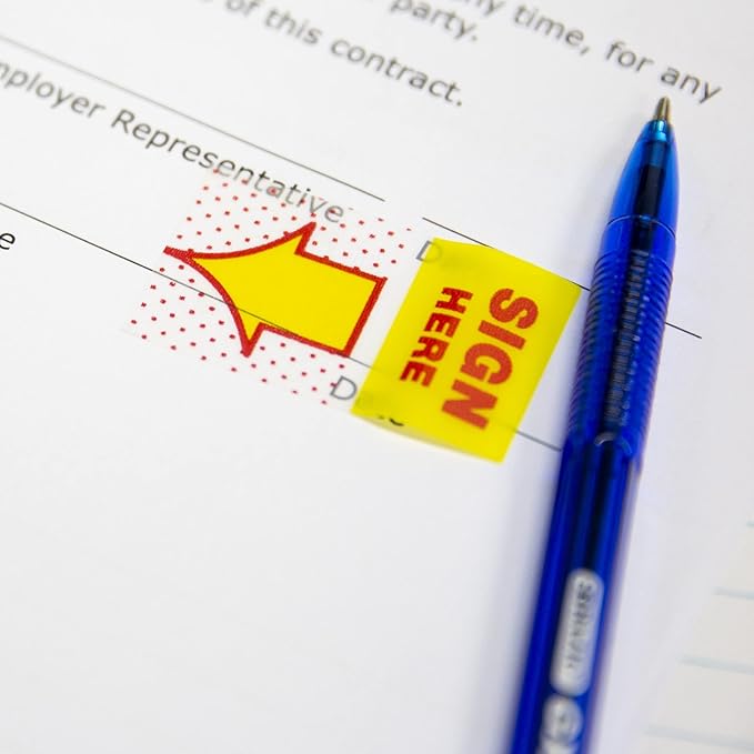 BAZIC Neon Page Markers Dispensers 1x1.7 Sign Here Neon Colored PET Arrow Flag Index Tabs, Page Bookmarks File Tab (50 Flags/Pack), 2-Packs