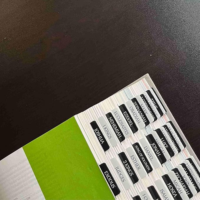 Thinkor Reposition Bible Tabs, Large Print Lanimated Stickers, Easy to Read and Apply Bible Tabs for Women and Man (Checkerboard Style)