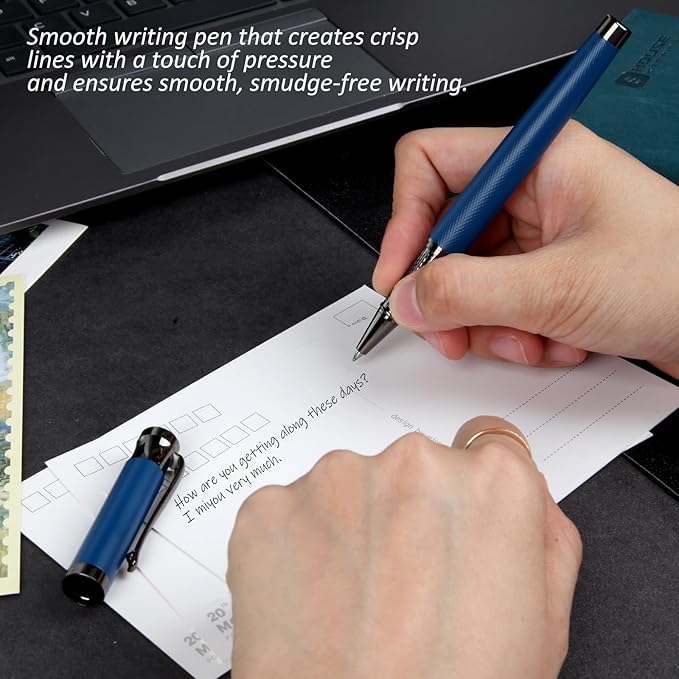 Liquid Ink Rollerball Pens - Fine Line Nice pen, Writing Pens for Journal and Office Supplies, Fancy Pen Gift Box for Father's Day or Mother's Day And Other Festivals(Blue)