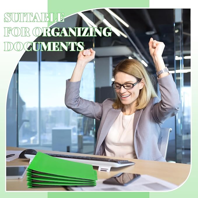 48 Pcs Classification Folders Bulk 2 Dividers File Folder with Fastener 2 Prongs Letter Size Pressboard Filefolders with 3.5 Inch Expansion for Organize Office Medical Document (Green)