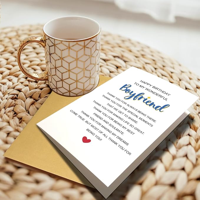 Chenive Romantic Poem Birthday Card for Boyfriend