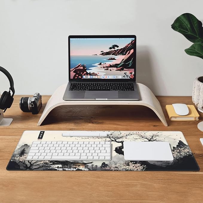 Japanese Mouse Pad, Large Japanese Desk Mat, XL Anime Gaming Keyboard Mat, Non-Slip Rubber Base, Big Extended Desk Protector for Home Office, 31.5āx11.8ā