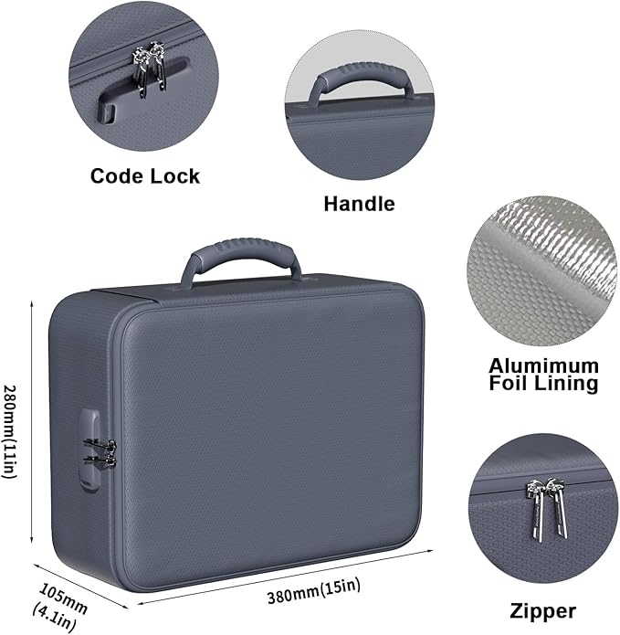 DocSafe 5200°F Document Organizer with Lock,Upgraded Heat Insulated Fireproof&Waterproof Box 8 Layers File Organizer,Portable Home Travel Safe Storage for Important Documents, Files,Gray (Soft)