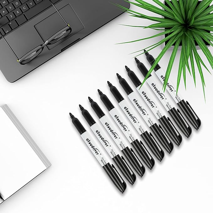 cloudriver Dry Erase Markers 128 Pack, Black Whiteboard Markers, Fine Tip, Low Odor, Bulk Dry Erase Marker For Office, home and School Supplies