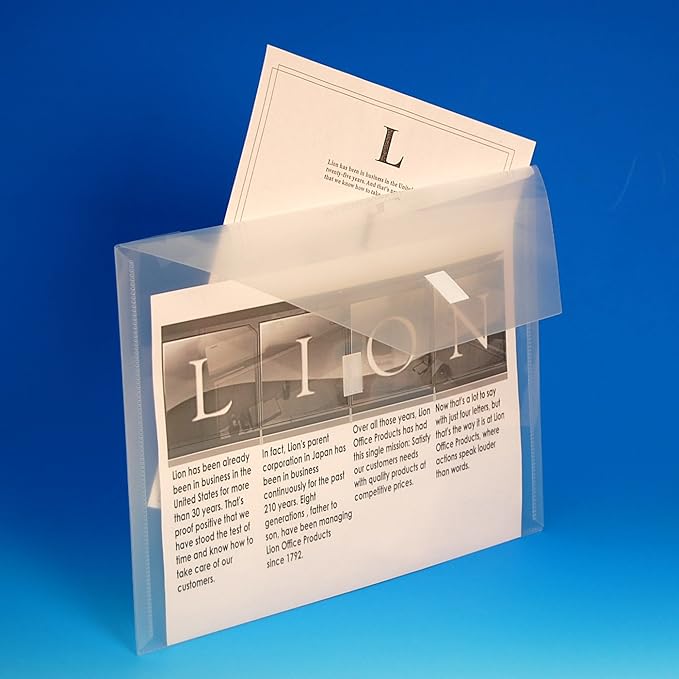 Lion Design-R-Line Poly Envelope with Extra Pocket, 9.75 x 12.5 Inches, Clear, Pack of 6 (22070-CR-6P)