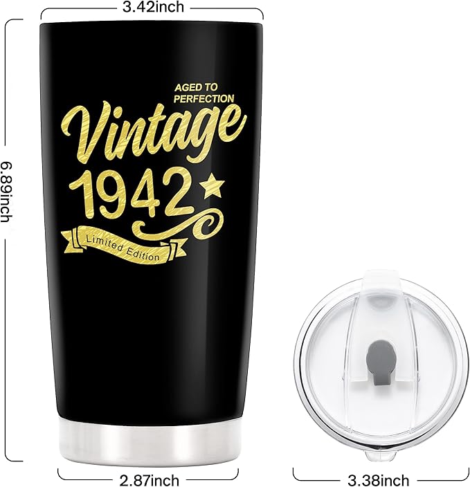 Happy 82th Birthday Tumblers Gifts for Men Women, Back in 1942 Stainless Steel Tumblers Gifts, 1942 82 Years Old Birthday Gift For Wife Husband Mom Dad