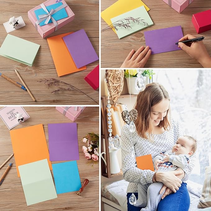 50 Pack Blank Cards Folded Cardstock Thank You Blank Greeting Cards for Invitations, Wedding, Greeting Cards, All Occasion DIY (Multicolor, 2x3.5)