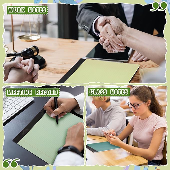 Lincia 6 Pcs 11" x 9.5" Legal Pads College Ruled Notepad Landscape Notebook Horizontal Lined Notebook 80 Gsm Assorted Colors Paper Pastel Writing Pads for School Office, 40 Sheet (Gradient Green)