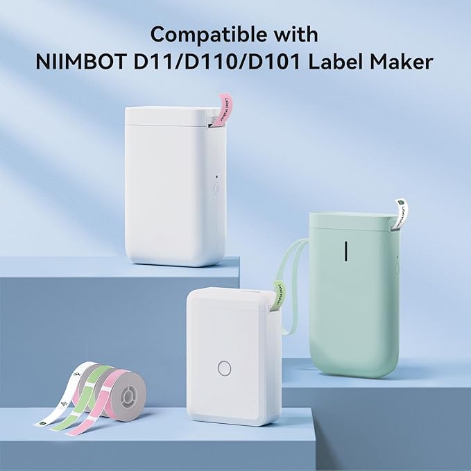 NIIMBOT Label Maker Tape for D11/D110/D101 Label Maker, 12 x 40 mm (0.47'' x 1.57'')-160 Tapes/Roll for Home Office Labeling Tape Replacement, Blue