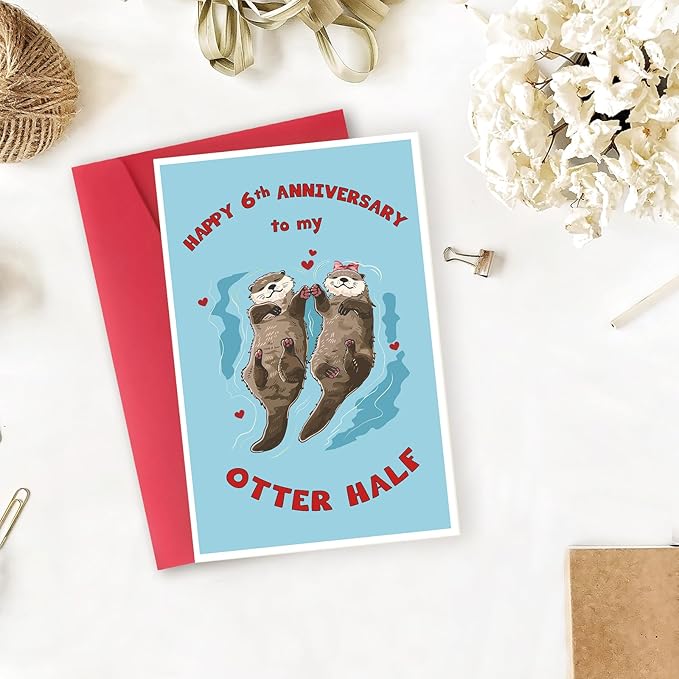 Funny 6th Anniversary Card,Lovely 6 Year Anniversary Card for Him Her,Unique Gifts for 6th Wedding Anniversary Husband Wife Boyfriend Girlfriend
