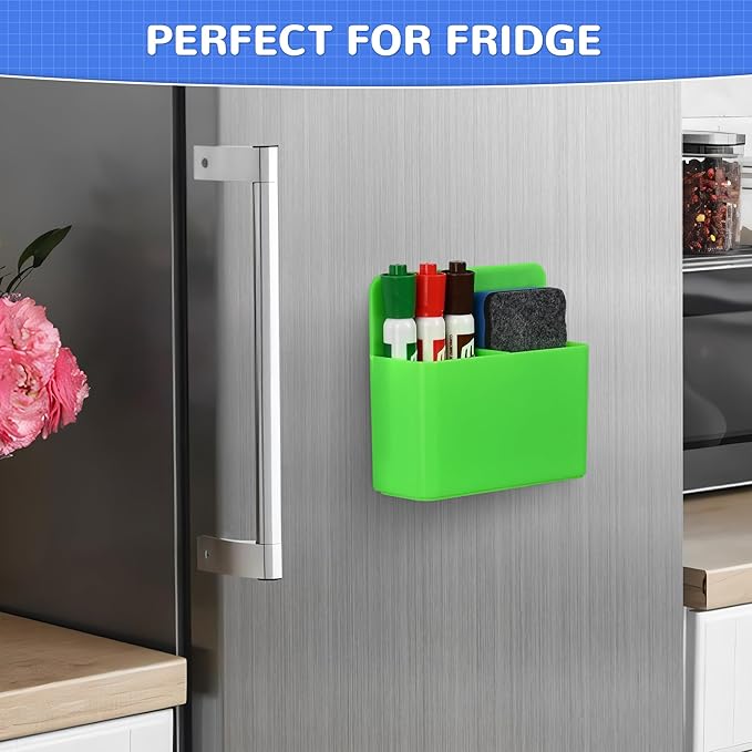 Magnetic Dry Erase Marker Holder, Magnetic Pen Holder for Fridge, Magnetic Marker Holder, Whiteboard Marker Holder for Locker Accessories, School, Office, Home, Magnetic Cup,1 Pack, Green