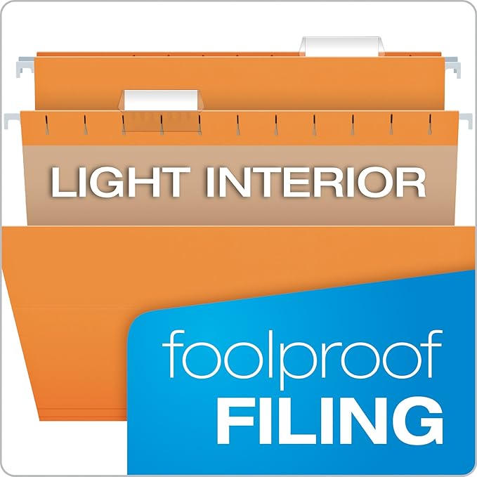 Pendaflex Recycled Hanging Folders, Legal Size, Orange, 1/5 Cut, 25/BX (81627)