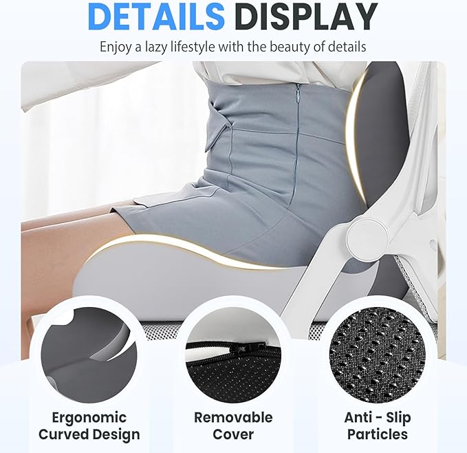 Back and Seat Cushion, 2025 New Ergonomic Non-Slip Memory Foam Seat Cushion with Back Support, L-Shaped Breathable Seat Cushions for Car, Office, Home (Dark Gray)