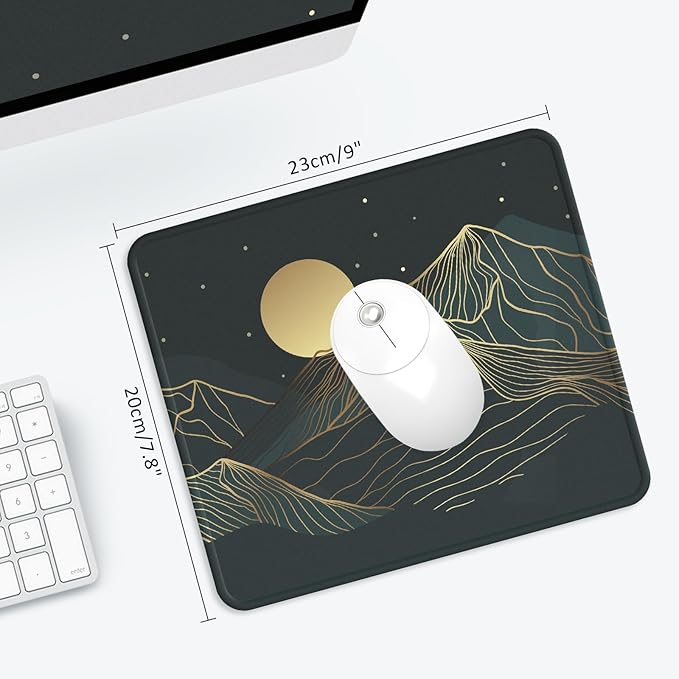 eulps Mouse Pad with Stitched Edge, Multiple Patterns Computer Mouse Pads with Non-Slip Rubber Base, Washable Cloth Mousepad, for Gaming, Laptop, PC (Lunar Peaks)