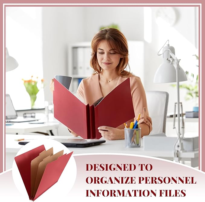 36 Pcs Classification Folders Bulk 2 Dividers File Folder with Fastener 2 Prongs Letter Size Pressboard Filefolders with 3.5 Inch Expansion for Organize Office Medical Document (Dark Red)