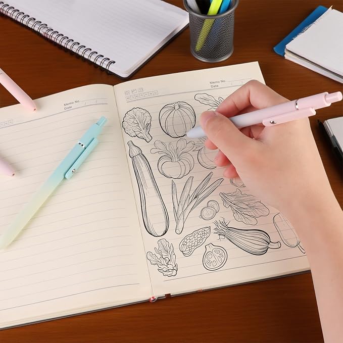 5 PCS Gel Ink Pens, 0.7mm Medium Tip Black Ink Roller Ball Pens, Fine Point Smooth Writing Pens, Aesthetic Ballpoint for Journaling School Office Supplies, Gifts for Women Men