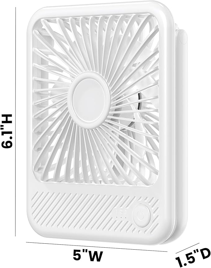 Koonie USB Desk Fan, Strong Wind Ultra Quiet Small Personal Fan with 180° Tilt Folding and 3 Speeds Adjustable, USB-C Corded Powered Mini USB Fan for Office Desktop Bedroom White