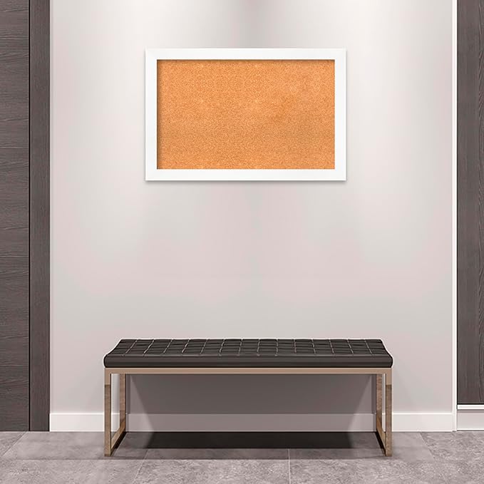 Amanti Art Natural Cork Board for Wall, 23x35 Vision Board with White Frame, Large Corkboard Office Decor for Home Organization, Modern Corkboard Pinboard to Display Items for Home Organization in