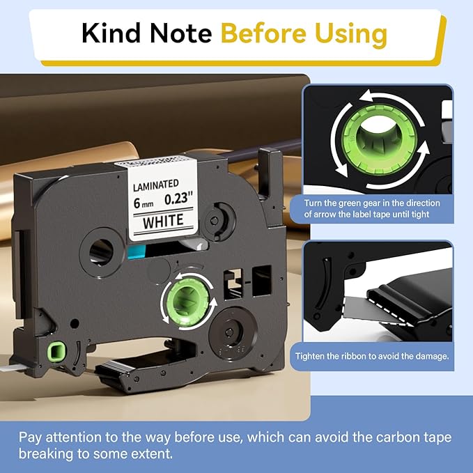 Labelife TZe-211 Label Maker Tape 6mm Compatible with Brother P Touch Label TZe TZ Tape 6mm 0.23 Laminated White 1/4 Inch TZe211 for Ptouch PTD210 PTD220 PTH110 PTD400 PTD600, 5-Pack