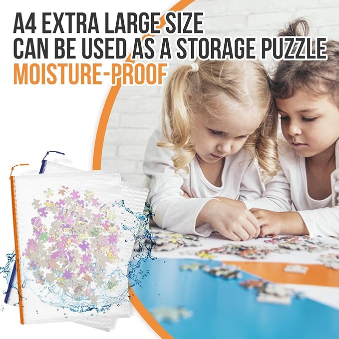 24pcs Mesh Zipper Pouch Bags, 12 Colors Extra Large 12PCS A3 and 12pcs A4, Puzzle Bag for Organizing, Classroom Must Have Storage Bag, File Bags for School, Board Games and Office Supplies