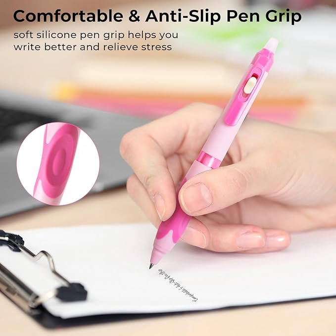 M&G 3 PCS Retractable Erasable Gel Pens, 0.5mm Black Ink Gel Pen, Fine Point Erasable Pen Make Mistakes Disappear, Premium Comfort Grip Note Taking and Crossword Puzzles