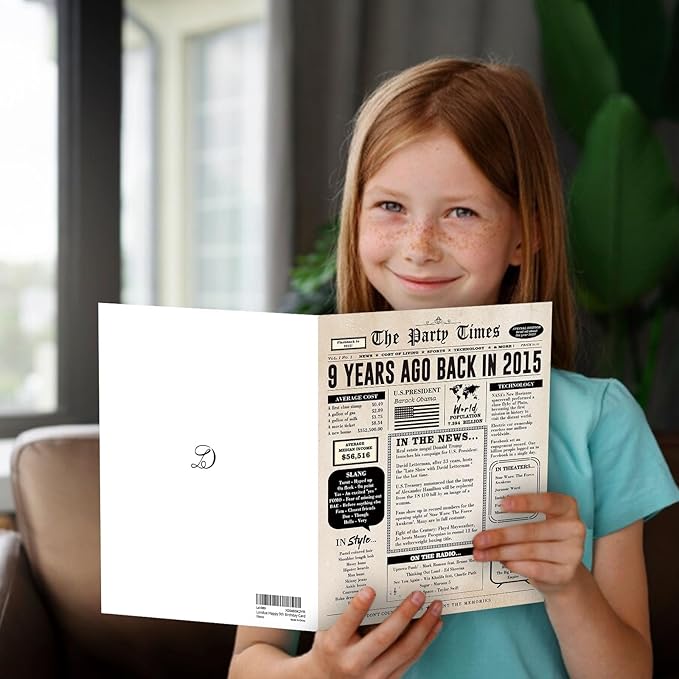 Happy 9th Birthday Card Gifts for Boy Girls, Unique 9th Birthday Decorations for Daughter Son, 9 Year Old Bday Gift Cards for Grandson Granddaughter